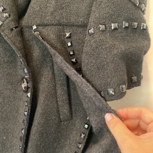 Fublin’ Foe wool blend black beaded trim coat - Picture 5 of 8